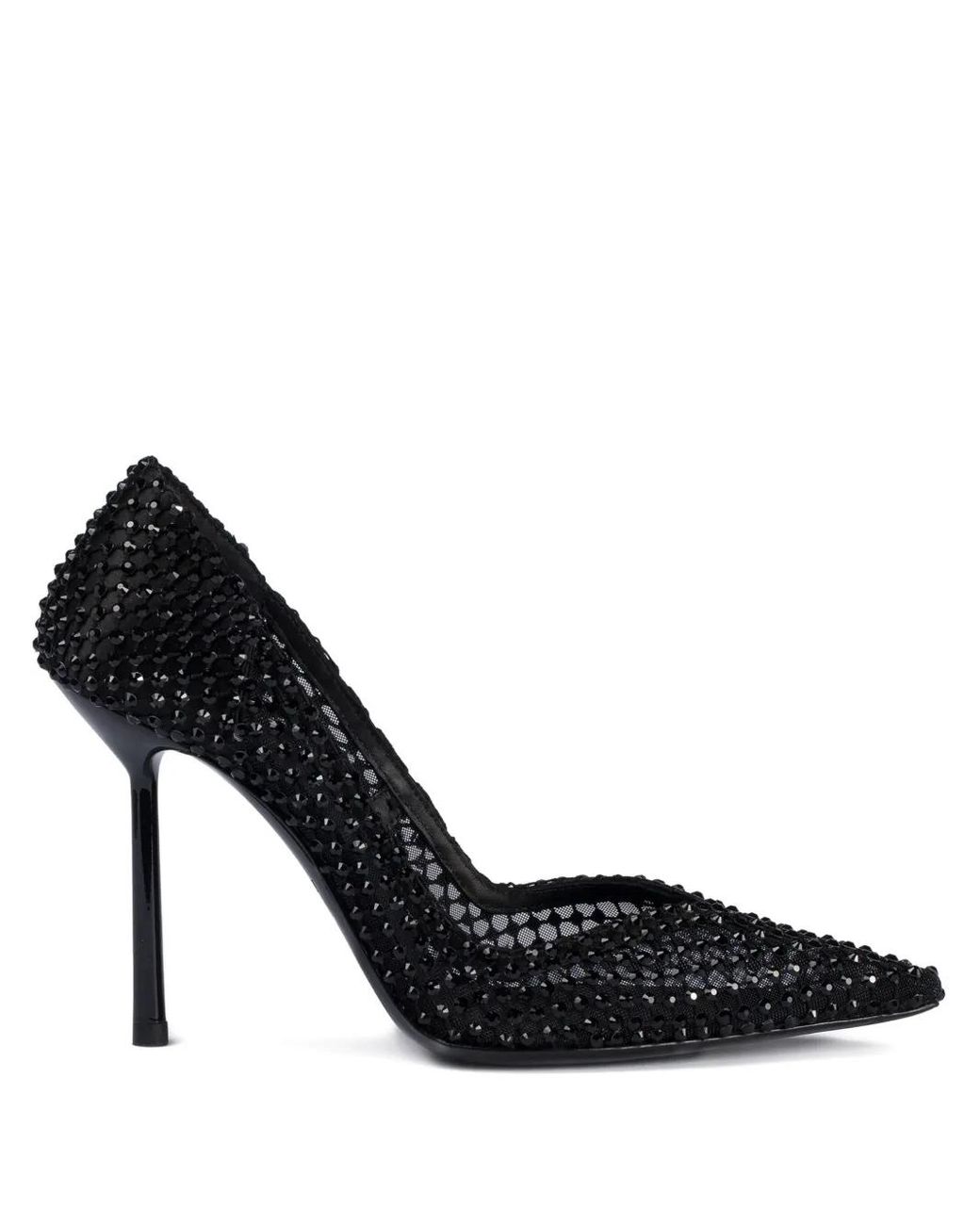 Le Silla Black 100Mm Gilda Crystal-Embellished Mesh Pumps