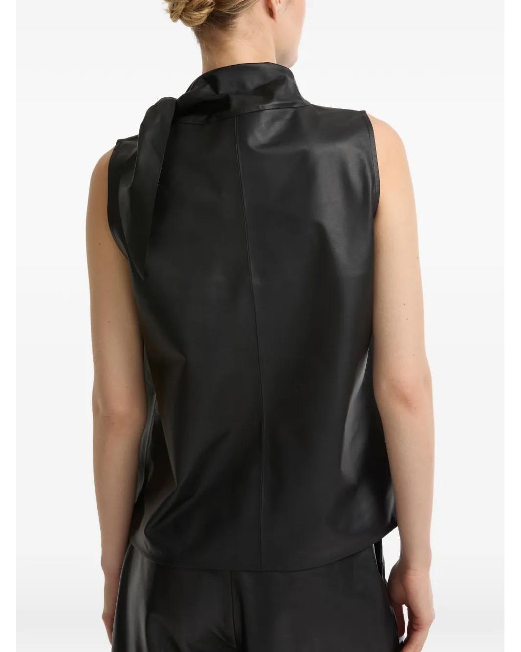 Yves Salomon Black Draped Leather Top