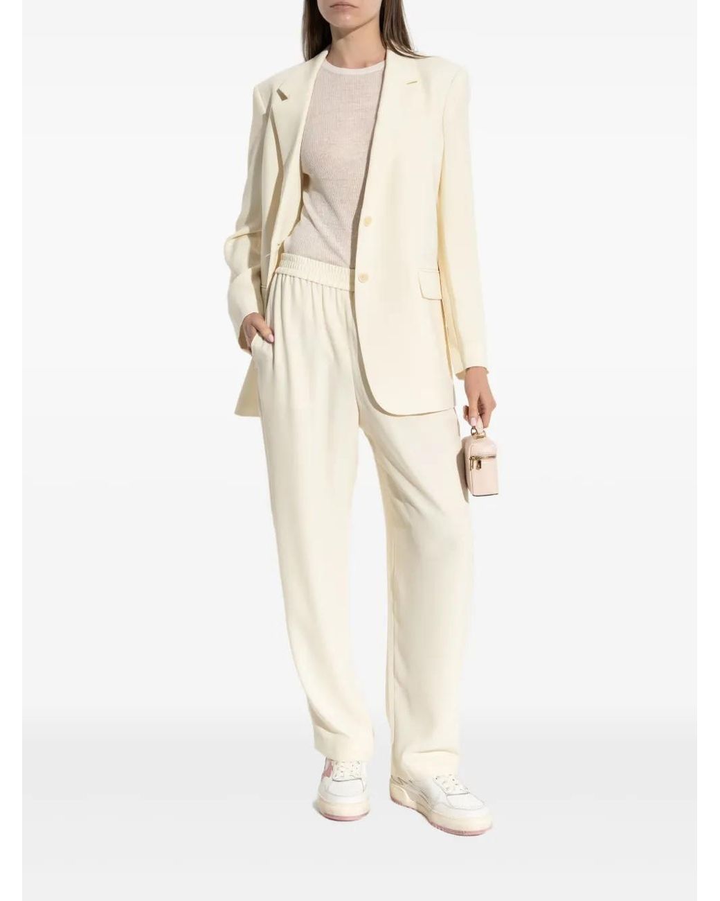 Theory White Elasticated-Waist Trousers