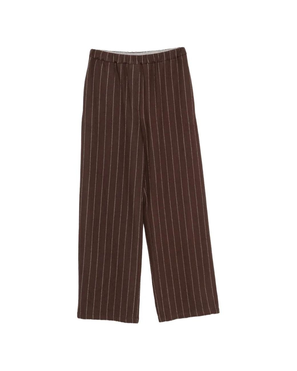 Alysi Brown Pinstripe-Pattern Elasticated-Waist Trousers