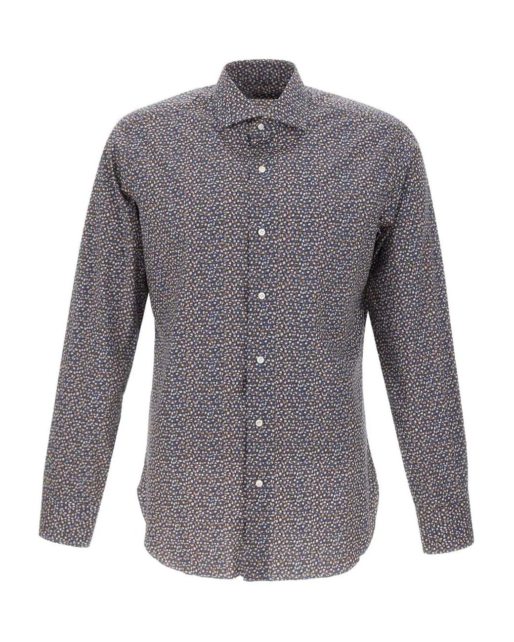 Barba Napoli Gray Micro-Optical Pattern Shirt for men