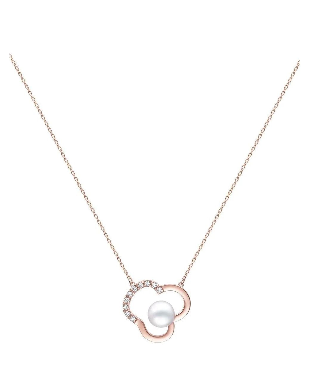 Tasaki Metallic 18Kt Rose Chants Akoya Pearl And Diamond Necklace