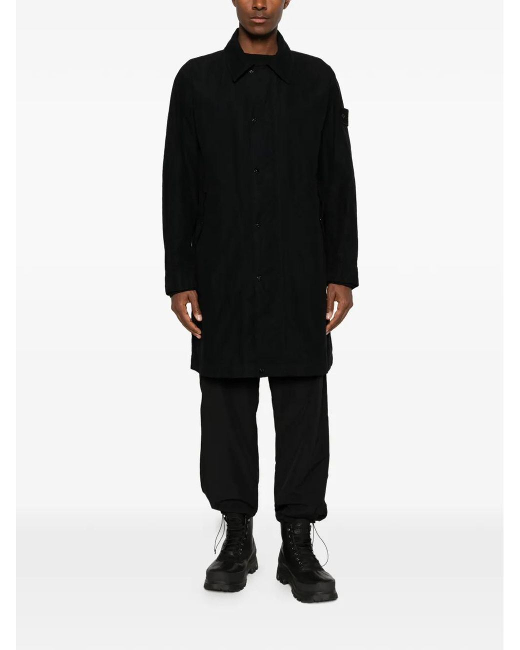 Stone Island Black 7100005 David Light-Tc_S.I. Ghost Car Coat for men
