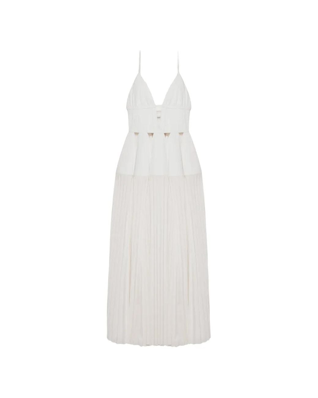 Jonathan Simkhai White Robe Longue Selene À Design Plissé