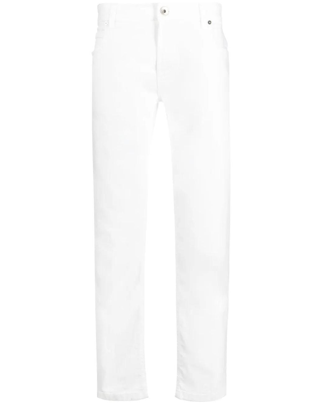 Eleventy White Straight-Leg Denim Jeans With Design for men