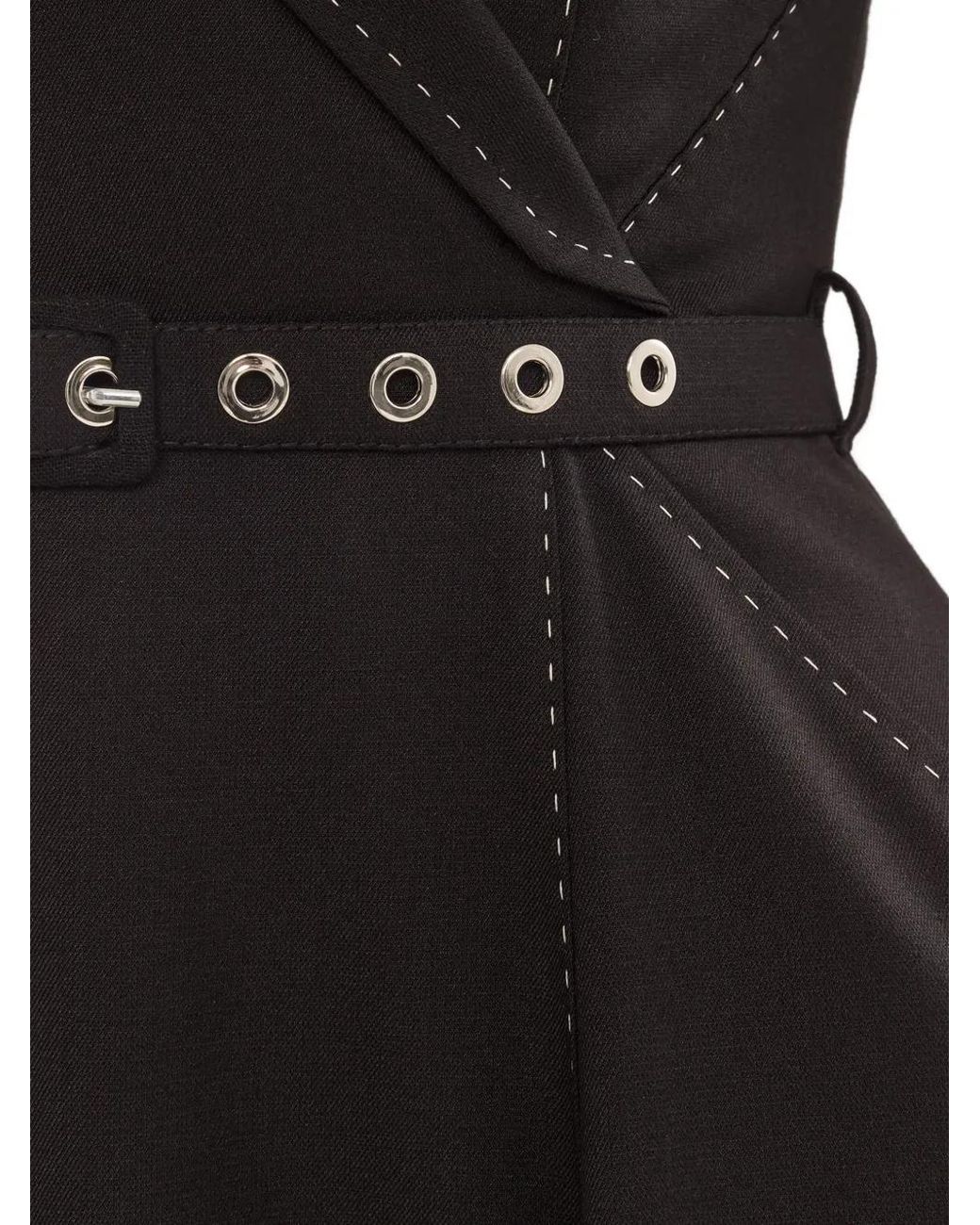Nissa Black Belted Midi Dress