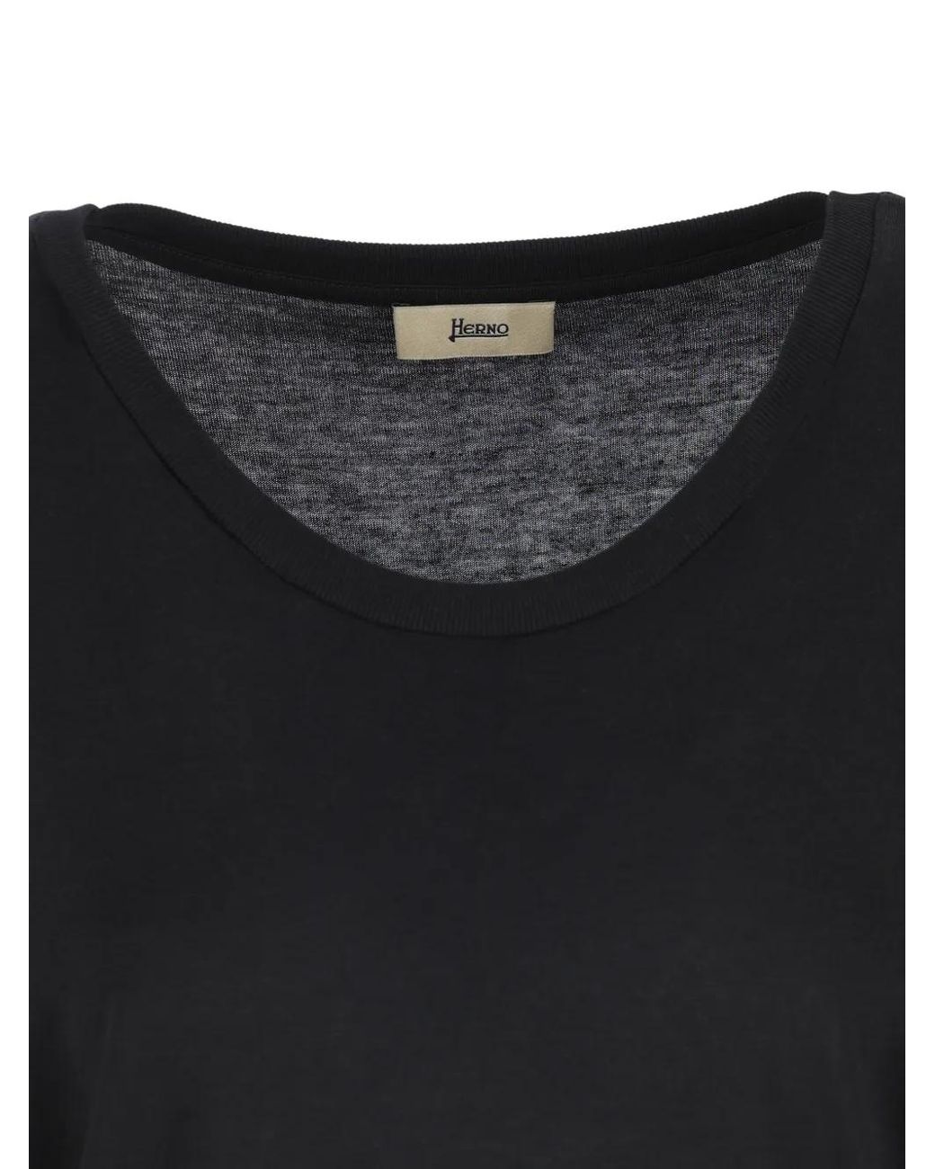 Herno Black Pleated Round-Neck T-Shirt