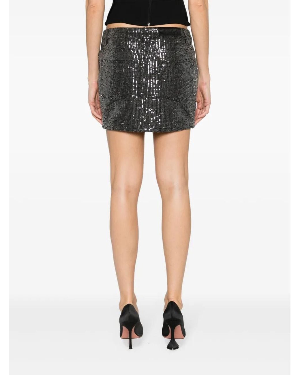 ROTATE BIRGER CHRISTENSEN Black Ladies Sequin Twill Mini Skirt, Brand Size 38 (Us