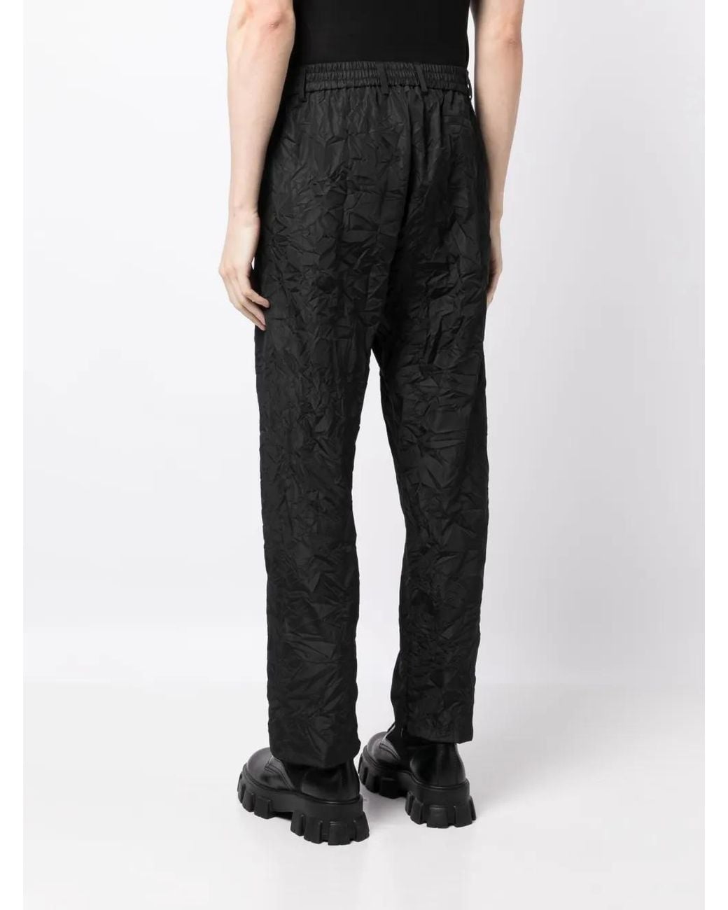 424 Black Crease-Effect Straight-Leg Trousers for men