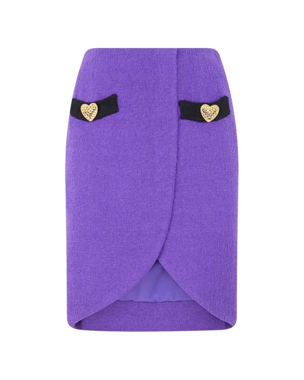 Moschino Purple Heart-Embellished Wrap-Effect Mini Skirt