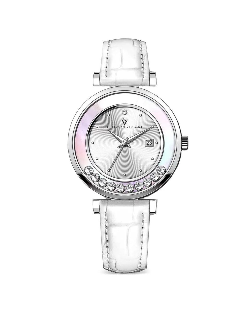 Christian Van Sant Gray Montre À Ornements En Cristal Mm Bria