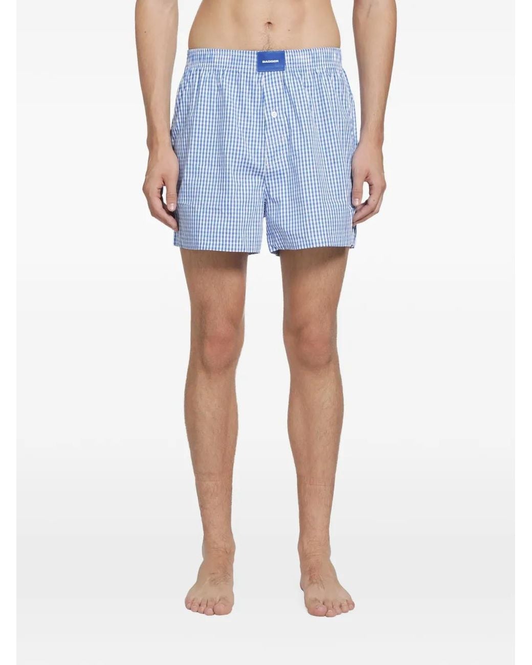 DAGGER Blue Lot De Trois Boxers À Carreaux Vichy Et Patch Logo for men