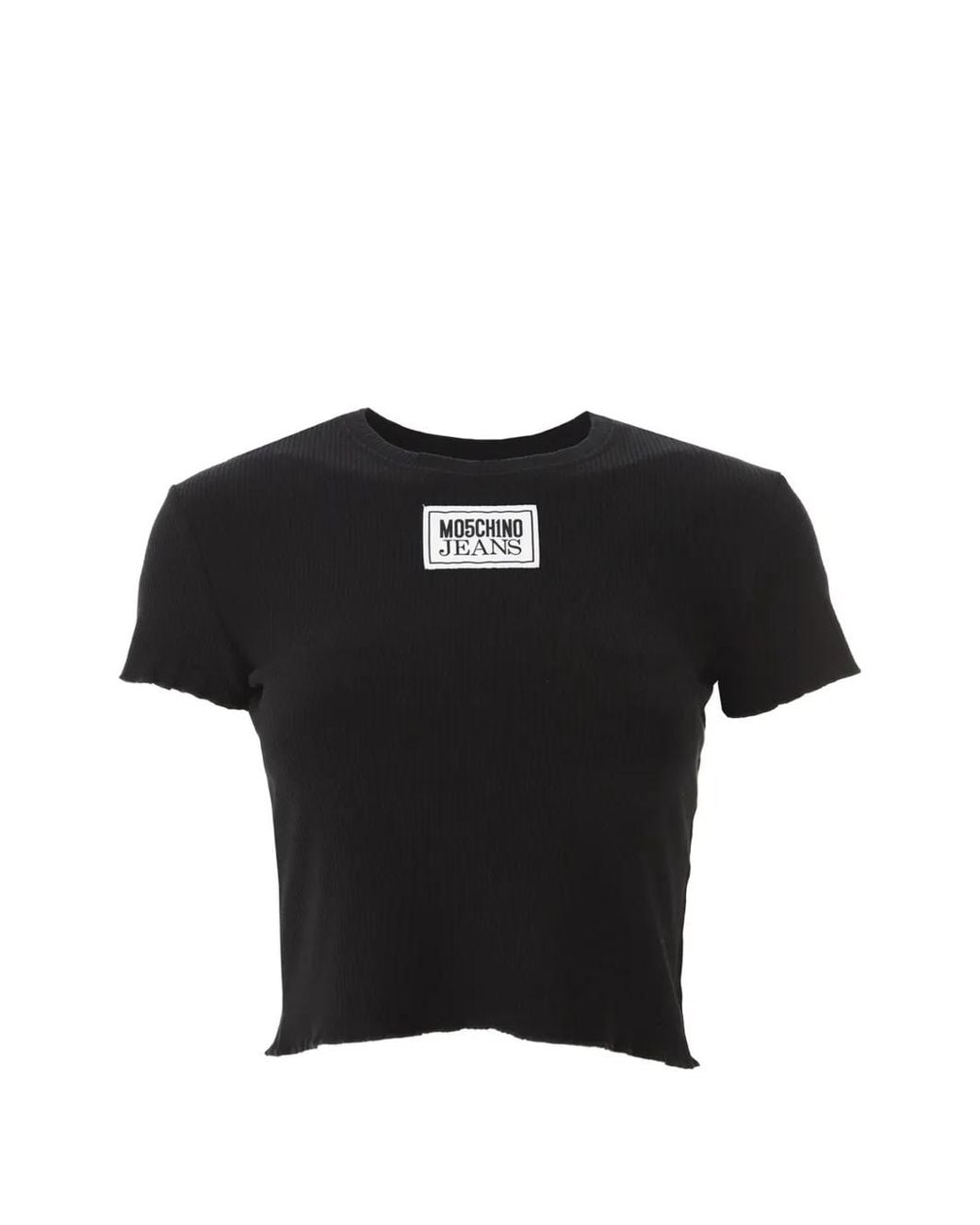 Moschino Black Logo-Patch Ribbed T-Shirt