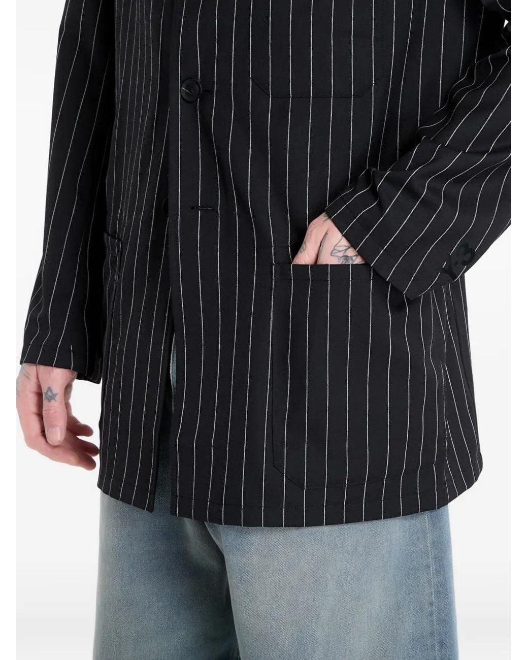 Y-3 Black Pinstripe Refined Jacket for men