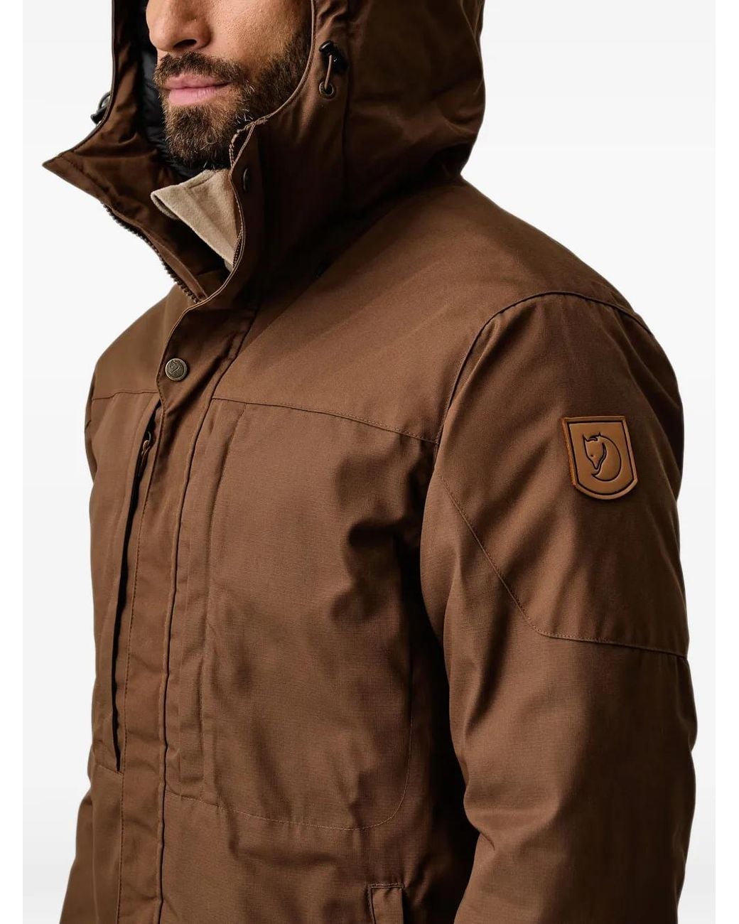 Fjallraven Brown Skogsö Hooded Jacket for men
