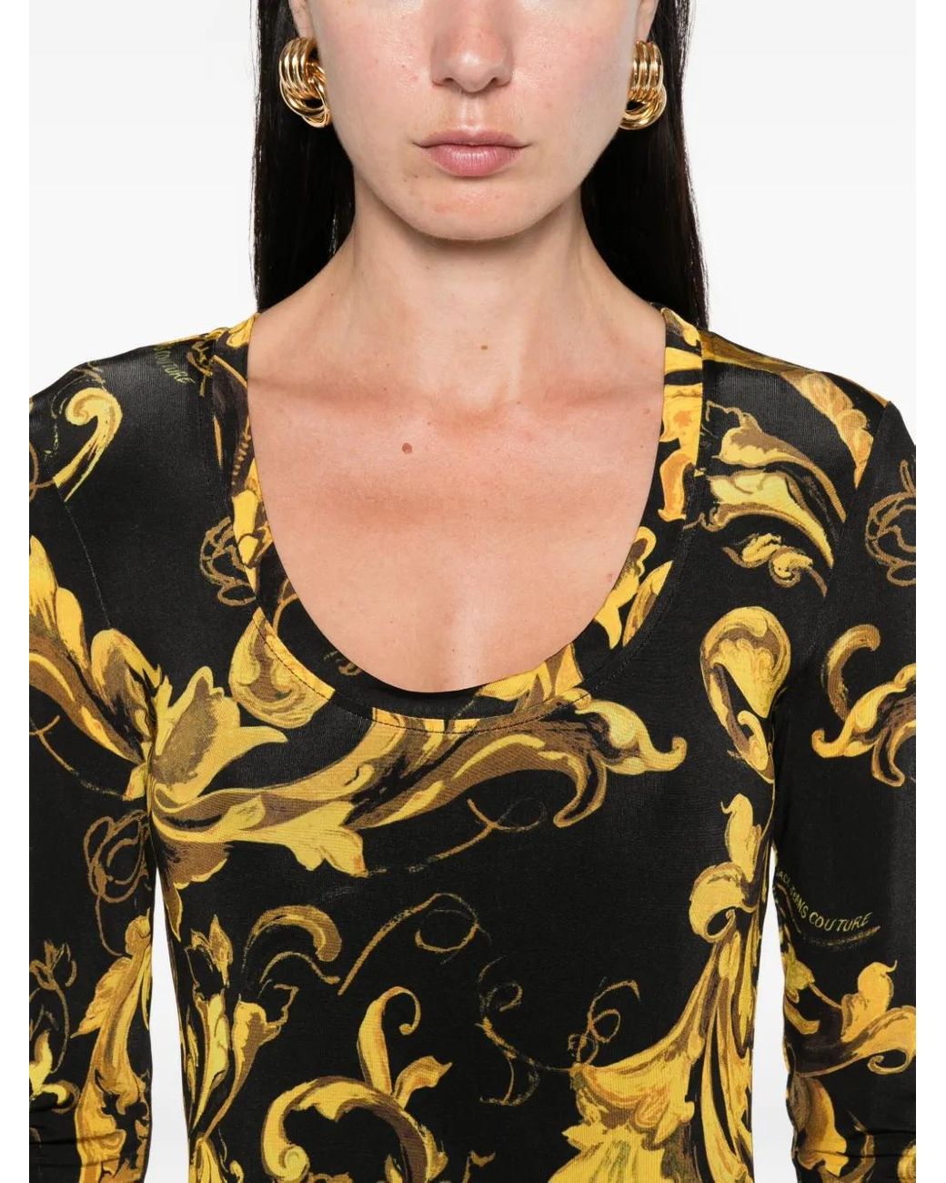 Versace Jeans Couture Yellow Barocco-Print Midi Dress