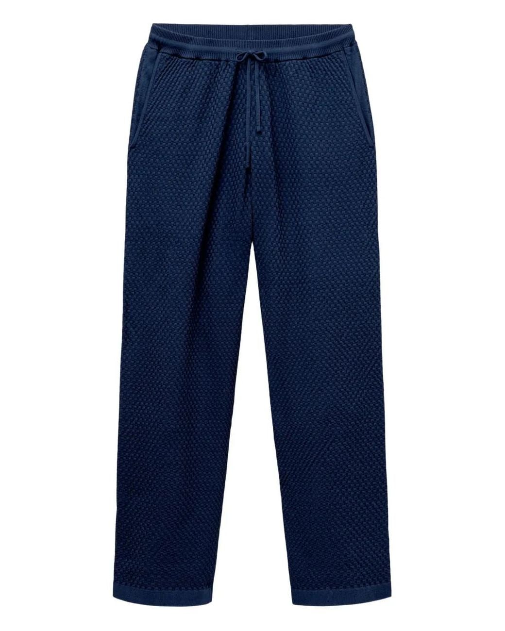CHE Blue Textured Drawstring Trousers for men