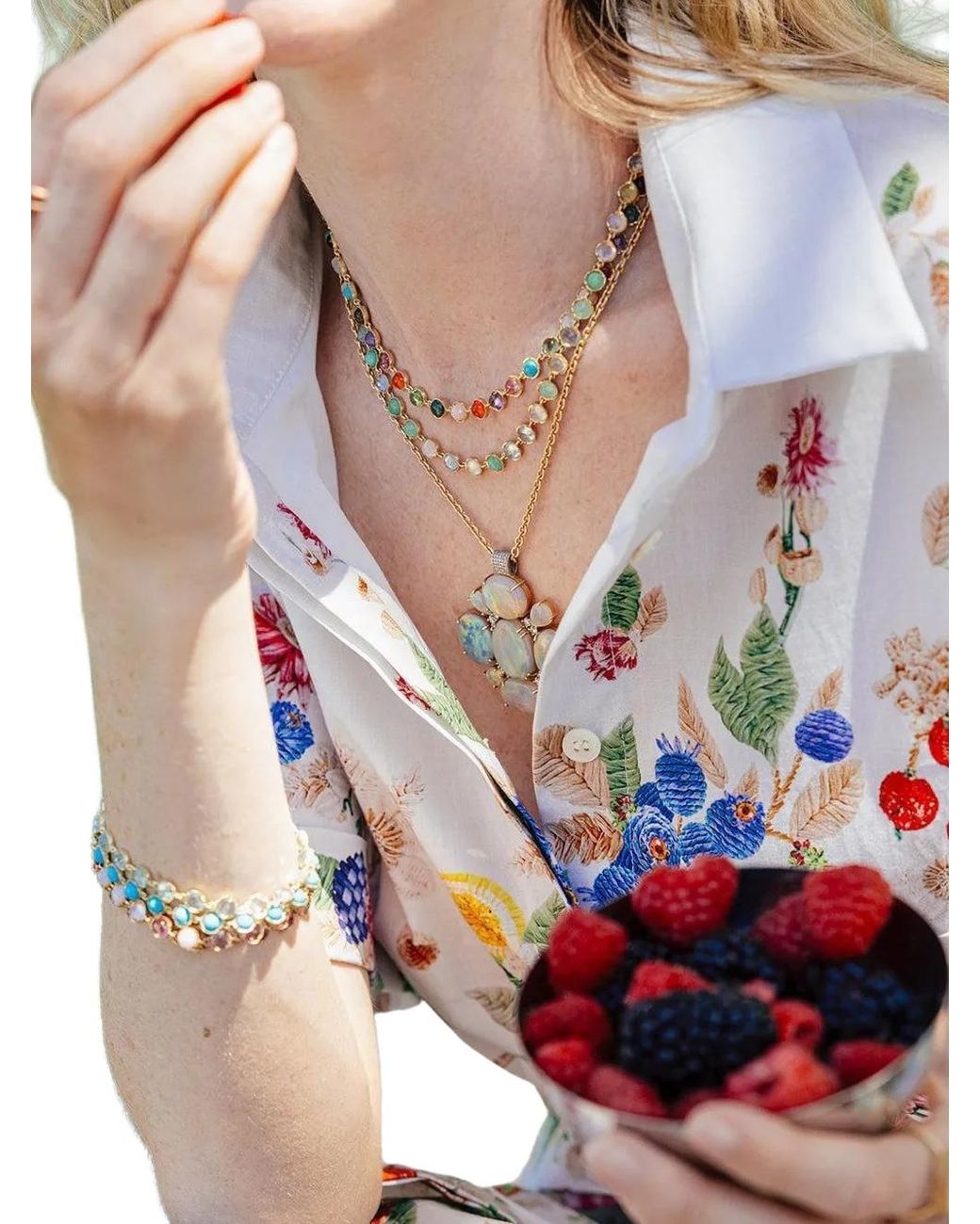 Irene Neuwirth Metallic Multi-Stone Necklace