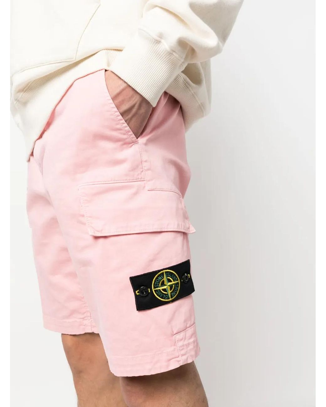 Stone Island Pink Logo-Patch Cotton Bermuda Shorts for men