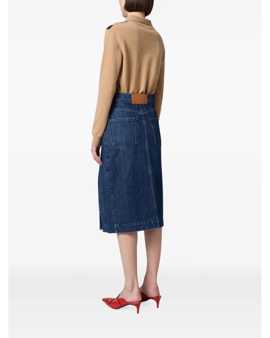 MSGM Midi-Rok Met Split in het Blue