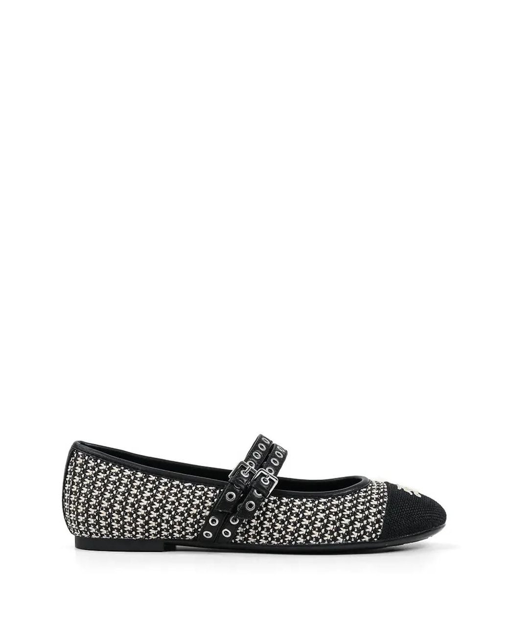 Karl Lagerfeld White Eyelet-Embellished Ballet Flats