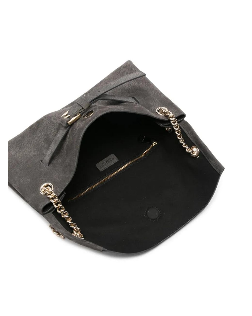 Orciani Black Logo-Plaque Chain-Link Shoulder Bag
