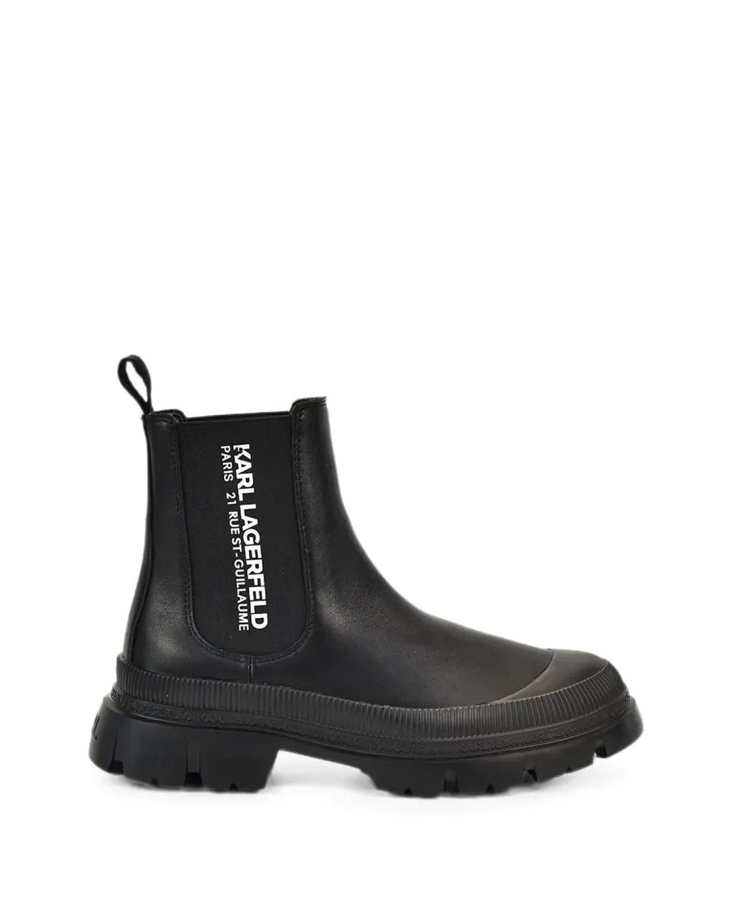 Karl Lagerfeld Black Logo-Print Ankle Boots for men