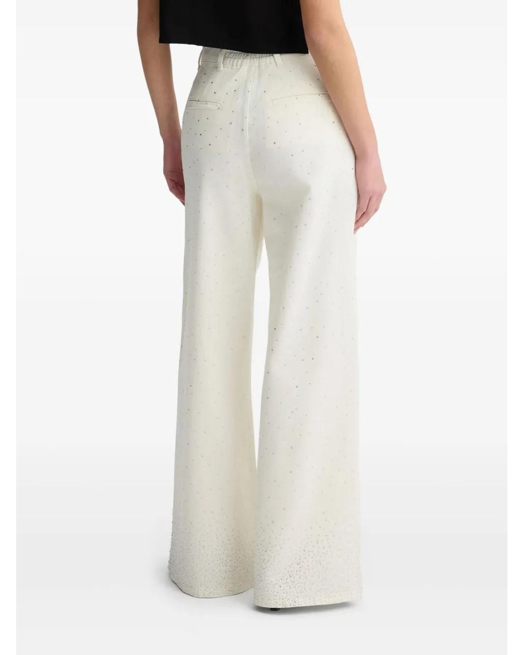 Liu Jo White Rhinestone-Embellished Flared Jeans