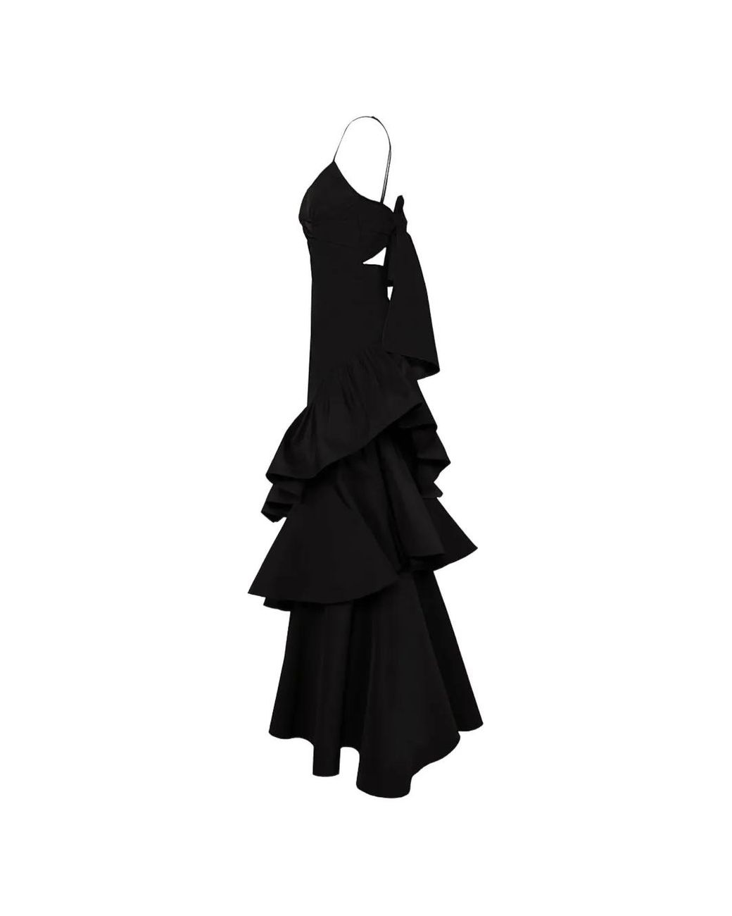 Johanna Ortiz Black Viva La Vida Ruffled Maxi Dress