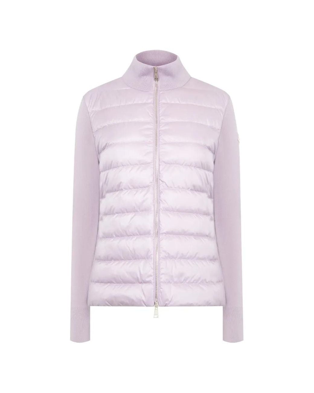 Moncler Pink Padded Wool Zip-Up Cardigan