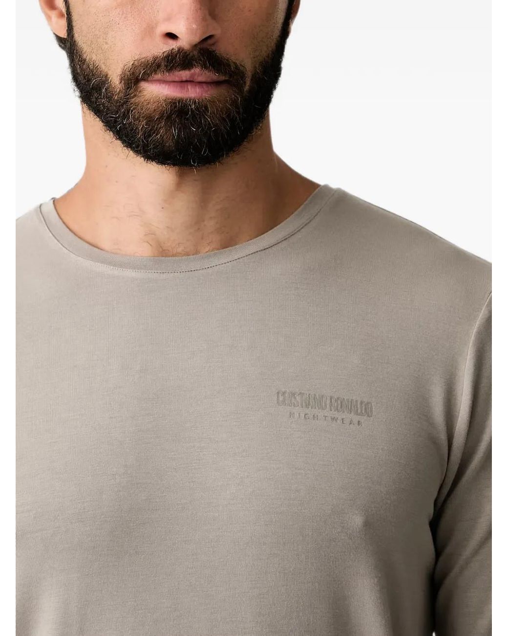 Cristiano Ronaldo CR7 Gray Logo-Print Long-Sleeve Pajamas for men