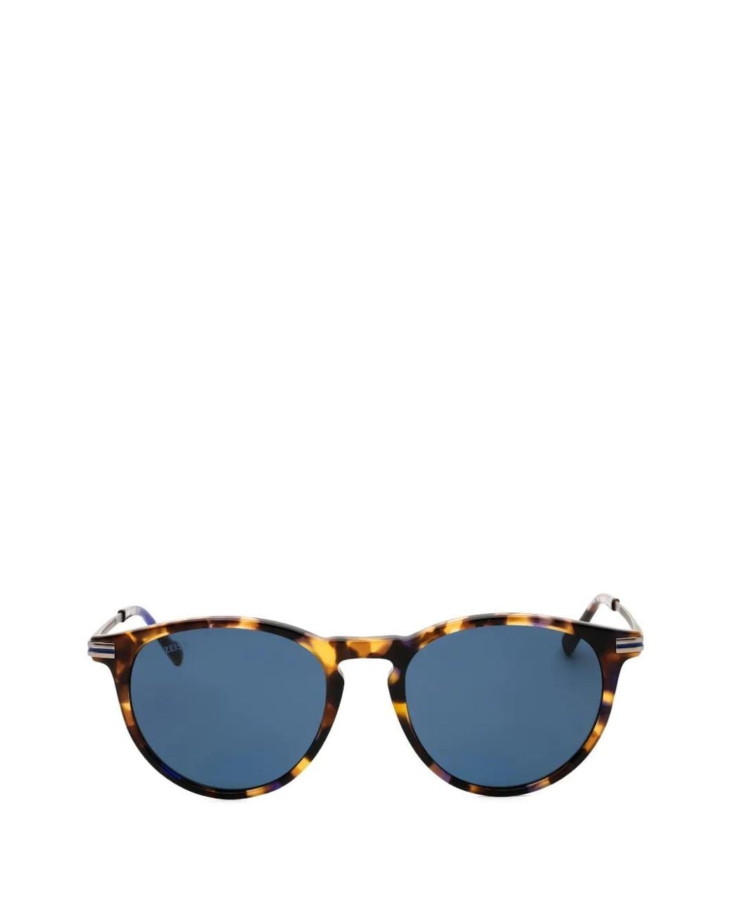 Zeiss Blue Tortoiseshell-Effect Round-Frame Sunglasses for men