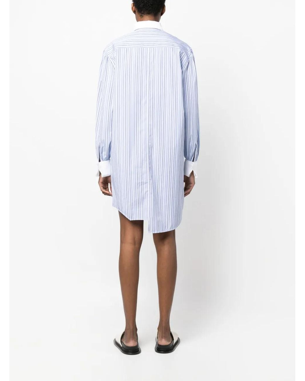 Moschino Blue Striped Asymmetric-Hem Dress