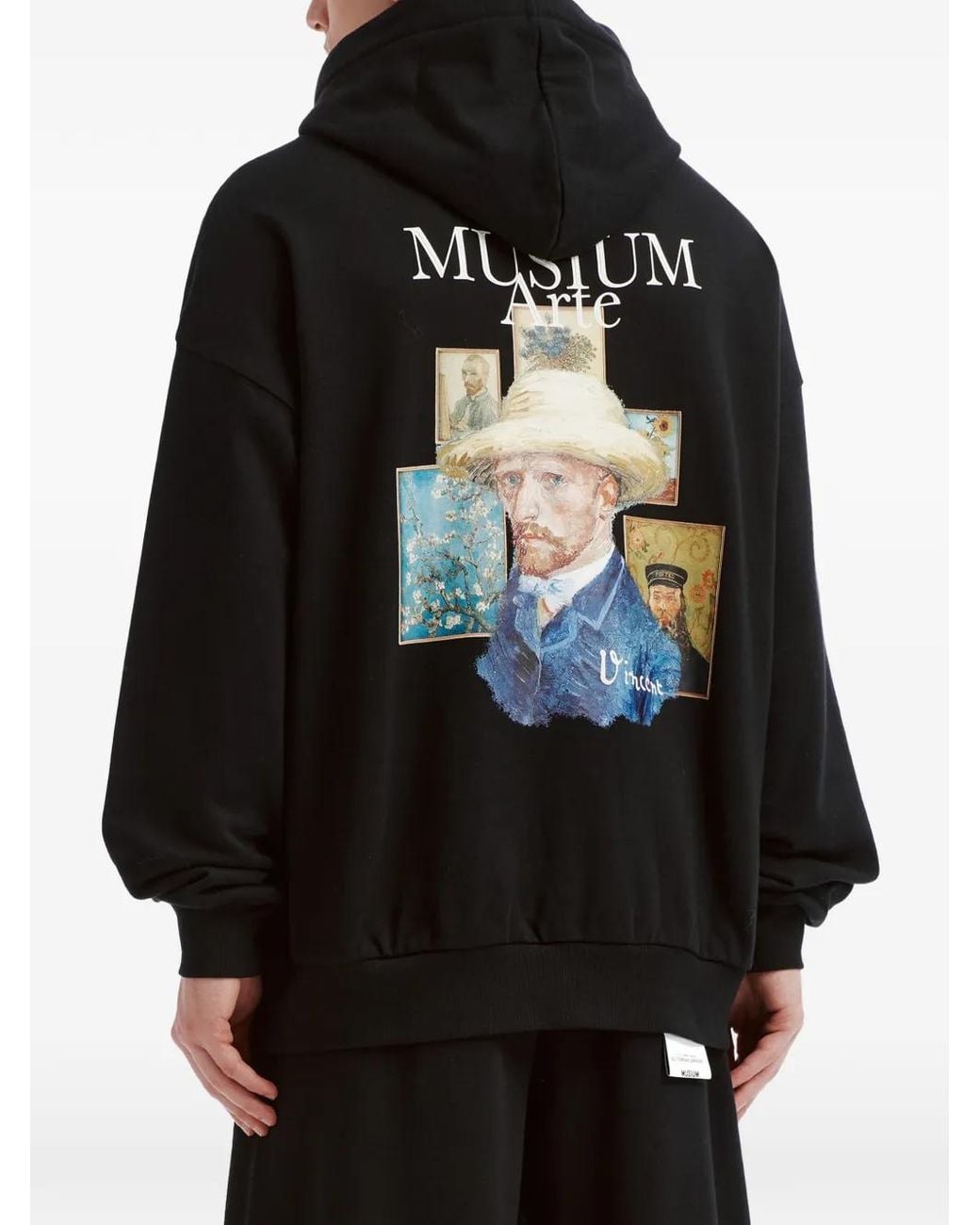 Musium Div. Black Graphic-Print Logo Hoodie for men