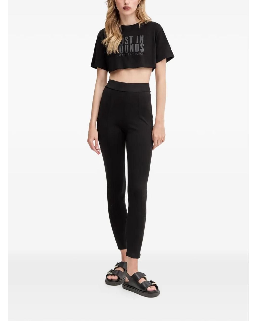 ARMANI EXCHANGE Black Cropped T-Shirt