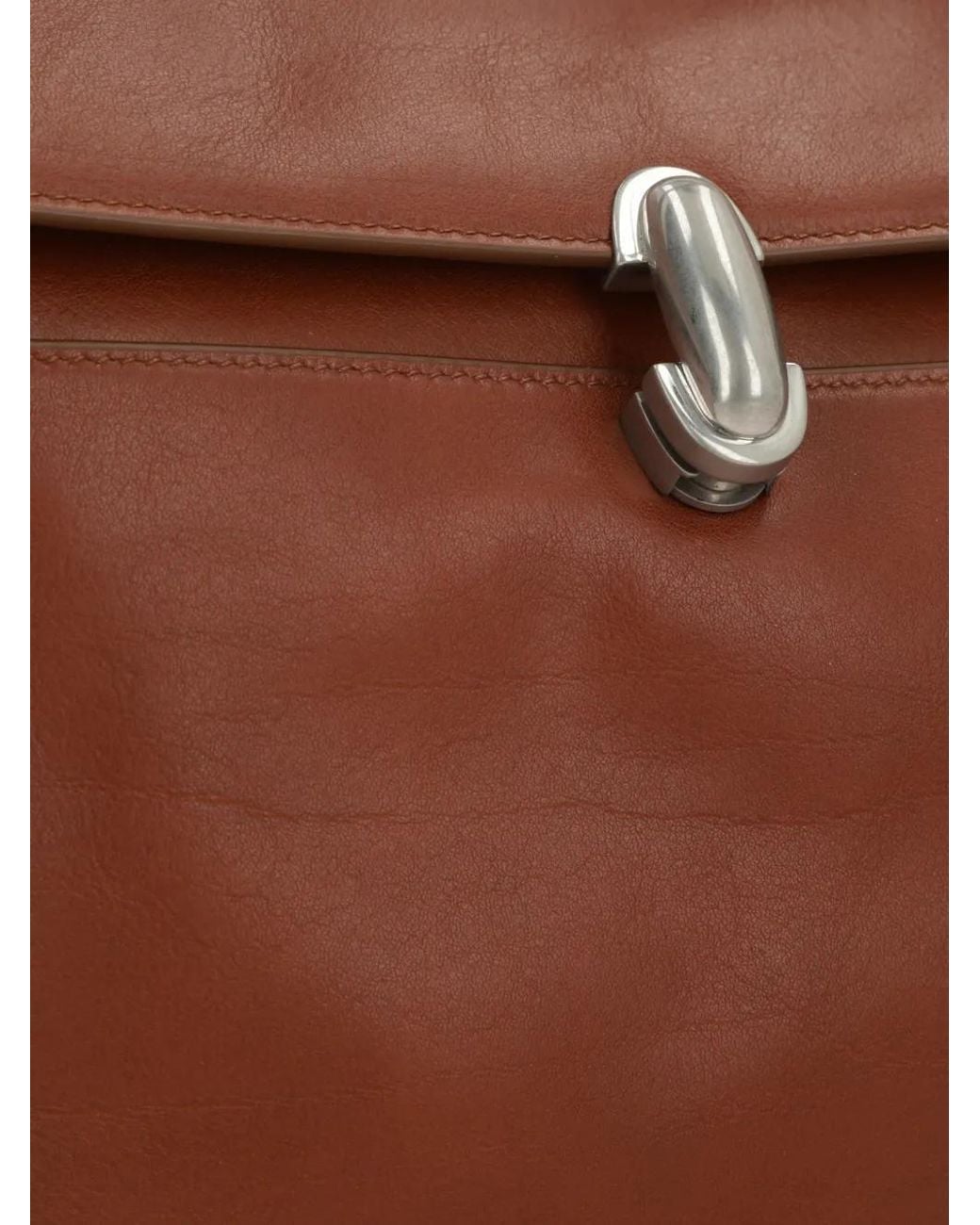 SAVETTE Brown Soft Symmetry Leather Tote Bag