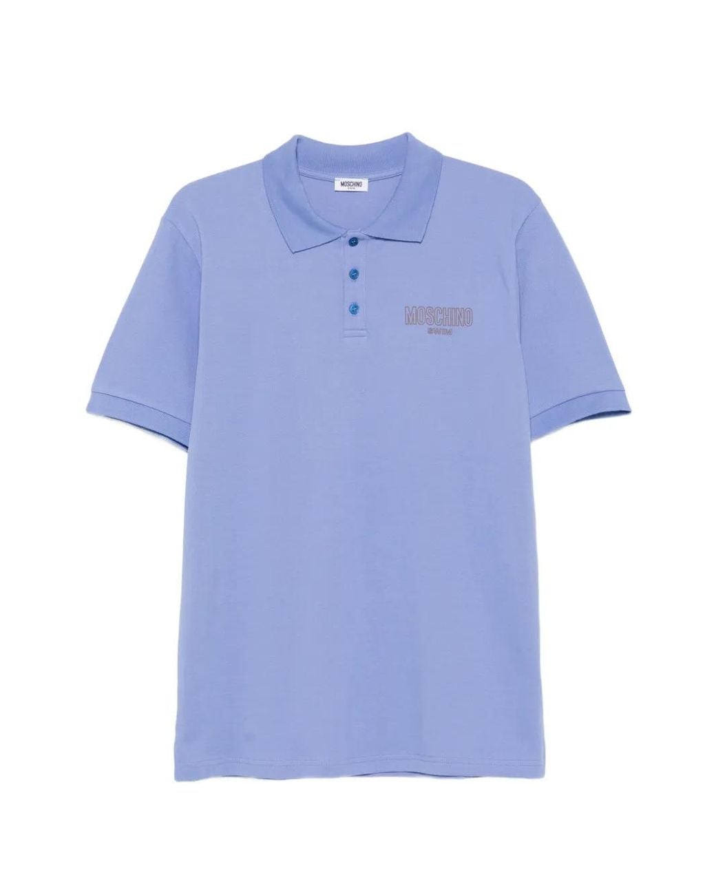 Moschino Blue Logo-Print Polo Shirt for men