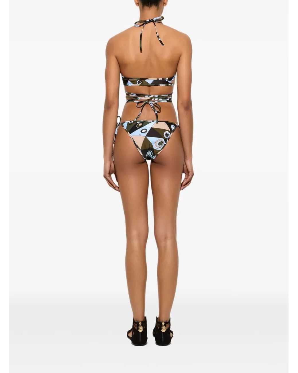 Emilio Pucci White Occhi-Print Triangle Bikini Top