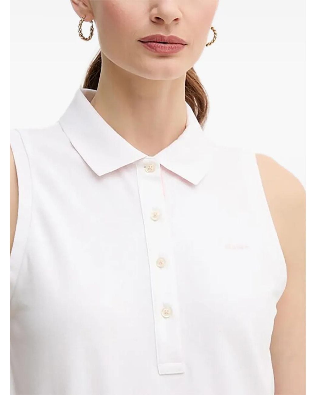Gant White Sleeveless Polo Top