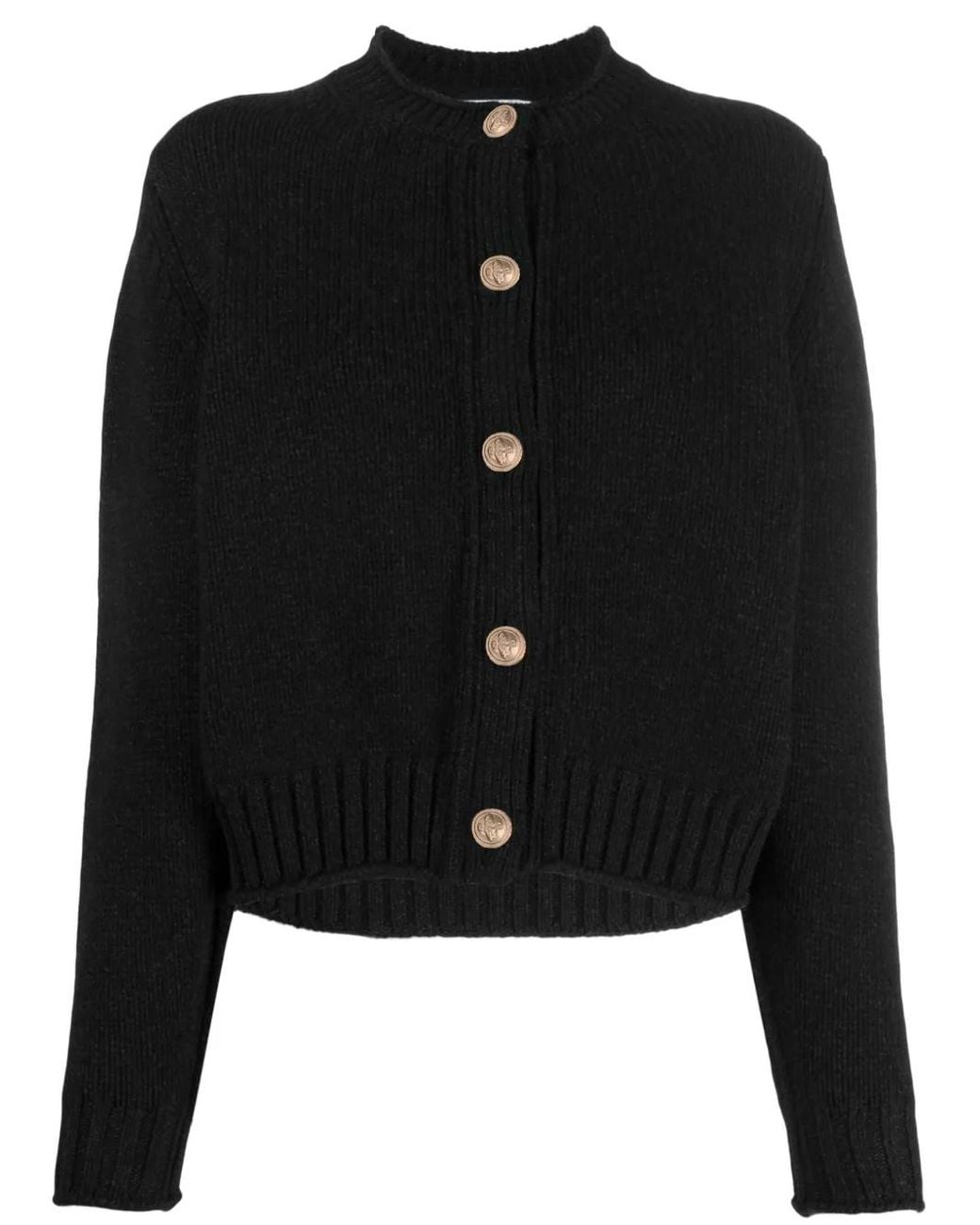 Barrie Black Button-Up Cashmere Cardigan
