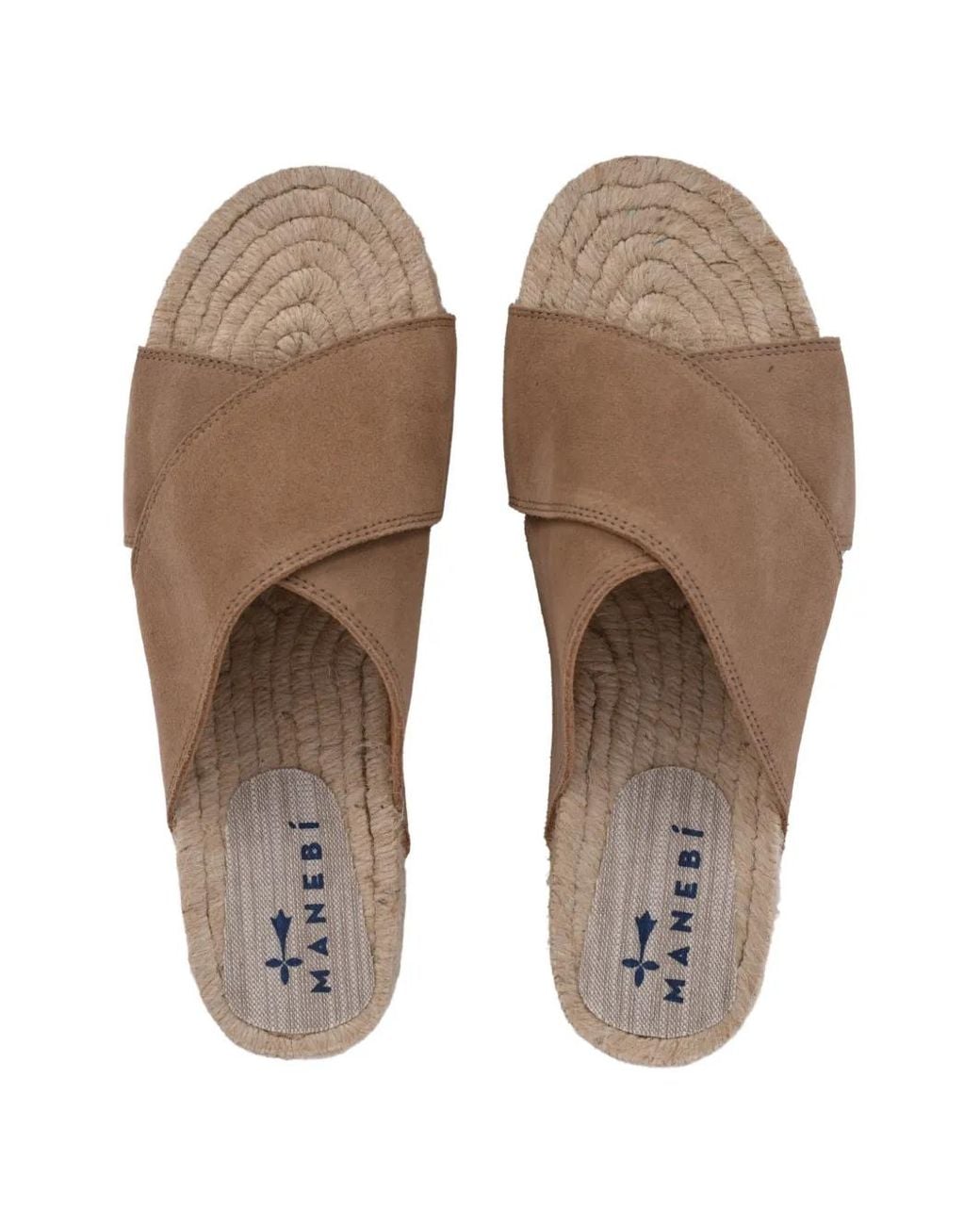 Manebí Brown Crossover-Strap Suede Sandals for men