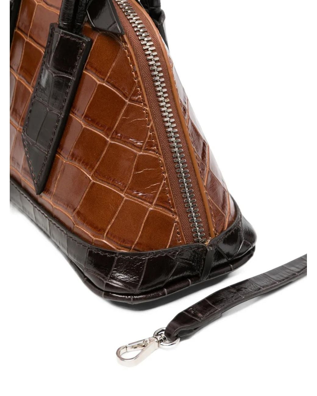 The Attico Brown Mini Sant Ambroeus Croc-Effect Tote Bag