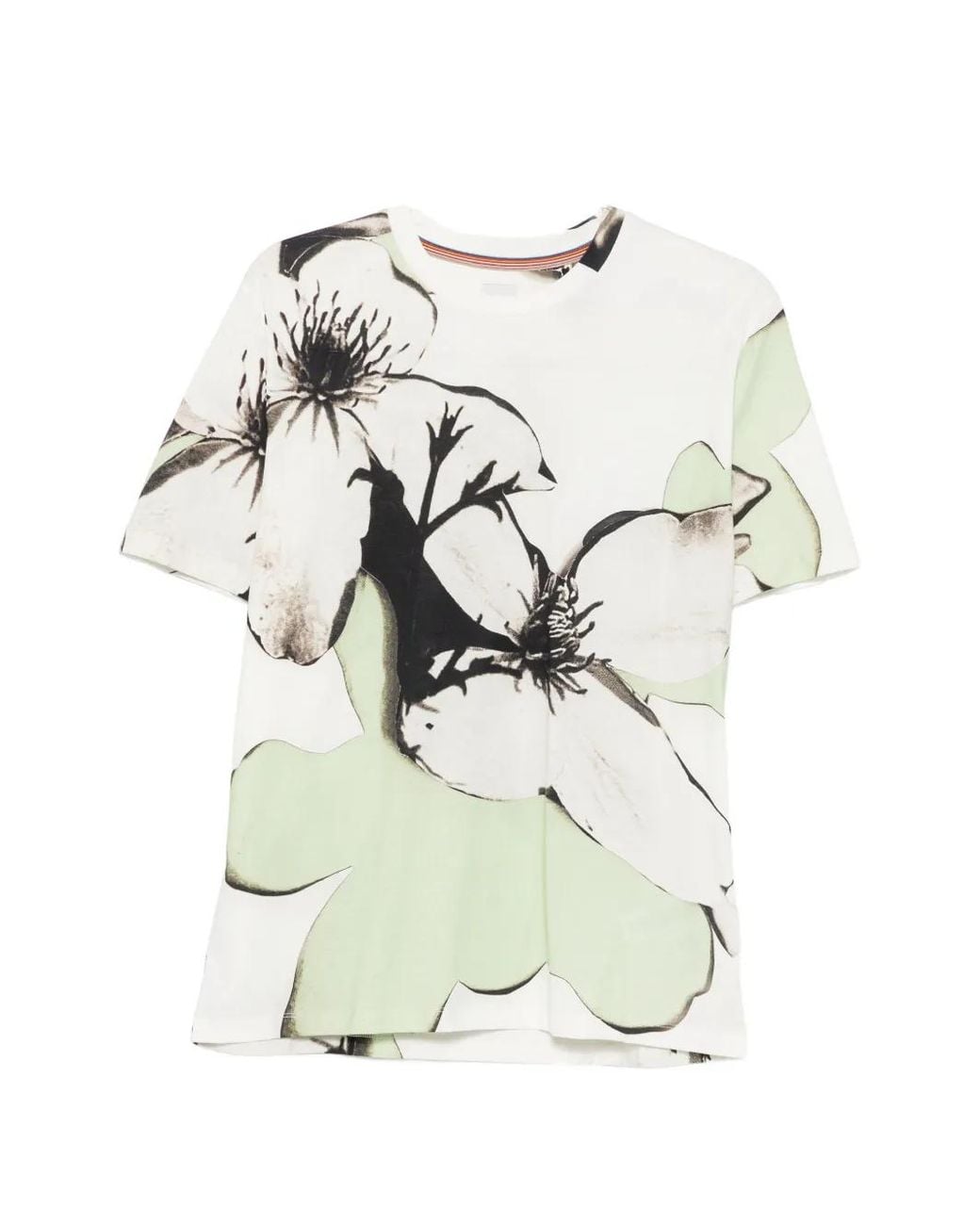 Paul Smith White Floral-Print T-Shirt for men