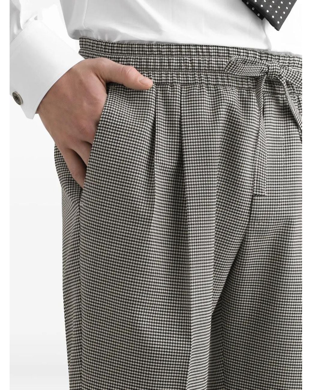 Dolce & Gabbana Gray Houndstooth Pleat-Detail Trousers for men
