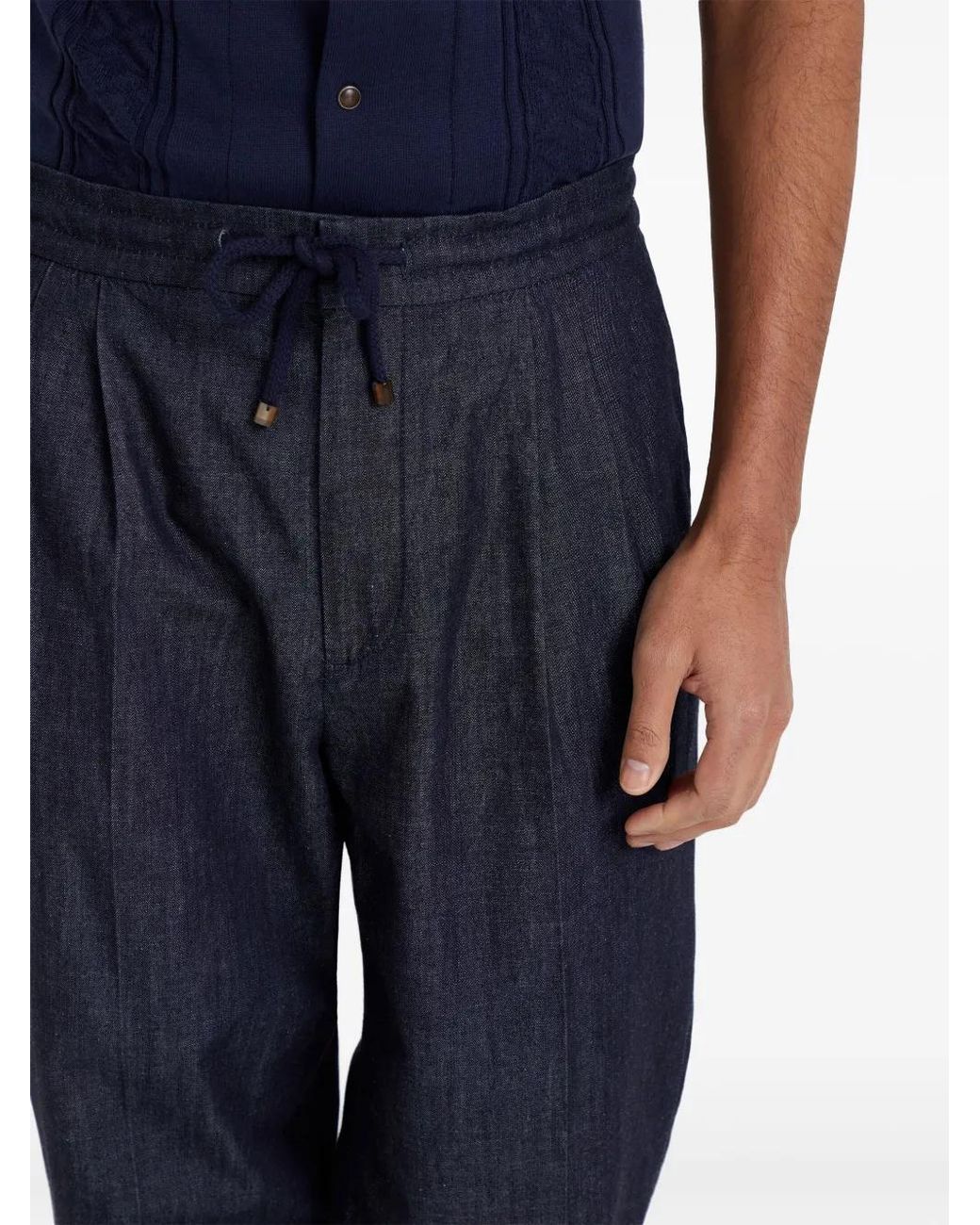 Brunello Cucinelli Blue Straight-Leg Chambray Jeans for men