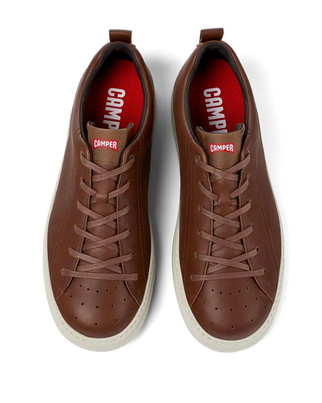 Camper Brown Runner Four Round-Toe Leather Sneakers for men