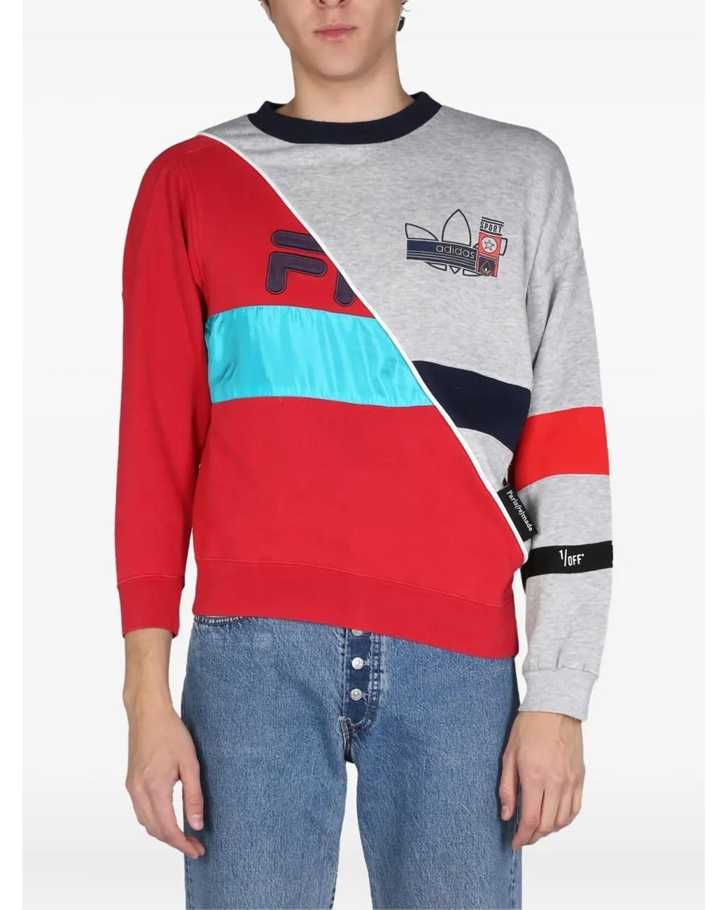 1/OFF Red Colourblock Logo Sweatshirt
