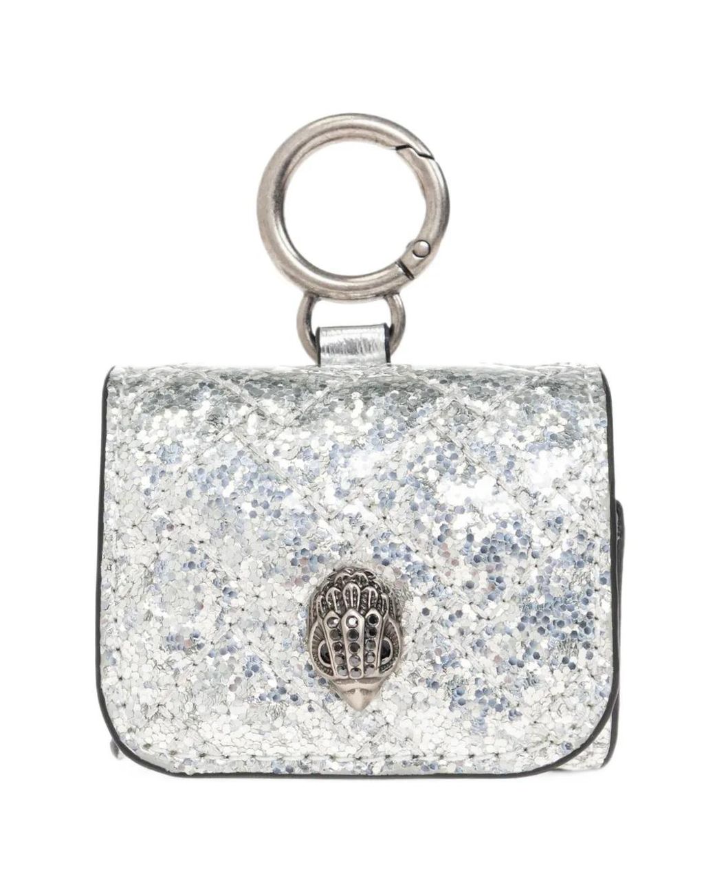 Kurt Geiger White Quilted Glitter Airpods Case