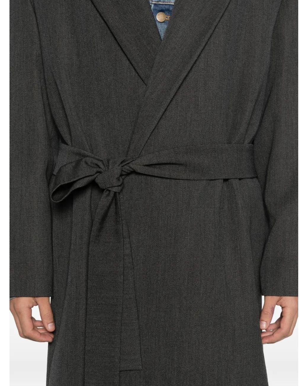 Fear Of God Black Detachable-Belt Coat for men