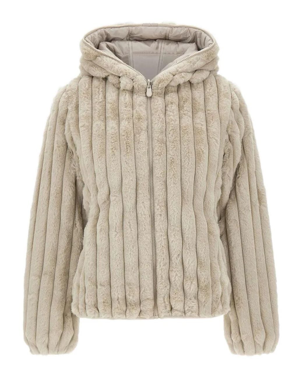Save The Duck Natural Ribbed Hooded Jacket